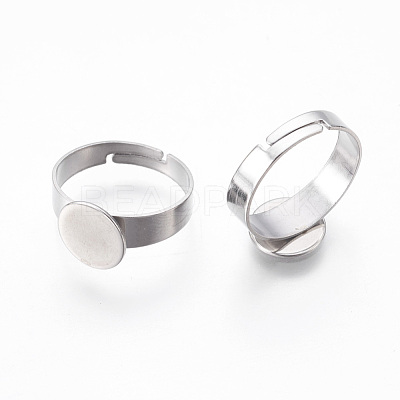 Tarnish Resistant Adjustable 201 Stainless Steel Finger Rings Components STAS-I097-040B-1