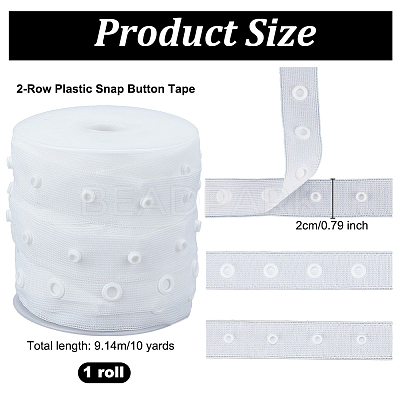 10 Yards 2-Row Plastic Snap Button Tape FIND-OC0003-85B-1