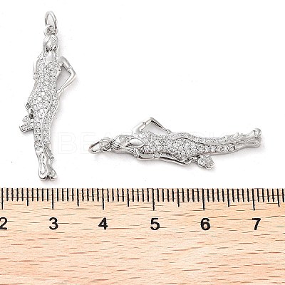 Rack Plating Brass Micro Pave Clear Cubic Zirconia Pendants KK-M280-03P-1