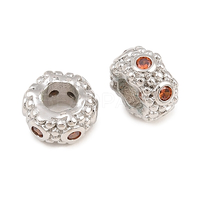 Brass Micro Pave Orange Cubic Zirconia European Beads CU-CBAB99C-03P-1