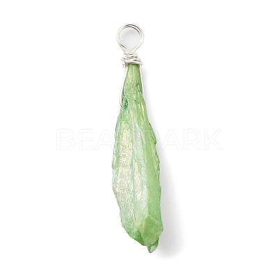 Electroplated Raw Rough Natural Quartz Crystal Copper Wire Wrapped Pendants PALLOY-JF02409-02-1