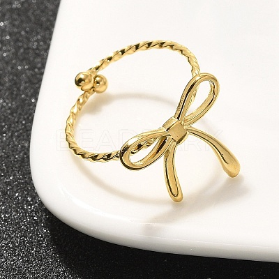 304 Stainless Steel Open Cuff Ring for Women RJEW-B109-01G-02-1