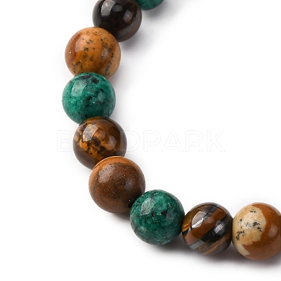 12 Constellations Natural Tiger Eye & Picture Jasper & Agate & Black Onyx Round Beaded Stretch Bracelets for Men Women WGB9E7C-03-1