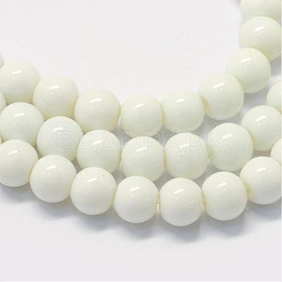 Baking Paint Glass Round Bead Strands DGLA-Q020-6mm-01-1