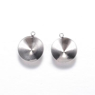 Tarnish Resistant 201 Stainless Steel Pendant Rhinestone Settings STAS-N0014-04P-1