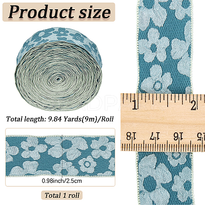 Flower Polyester Ribbons SRIB-WH20020-053A-01-1