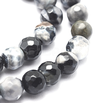 Faceted Natural Fire Crackle Agate Beads Strands G-F447-8mm-B06-1