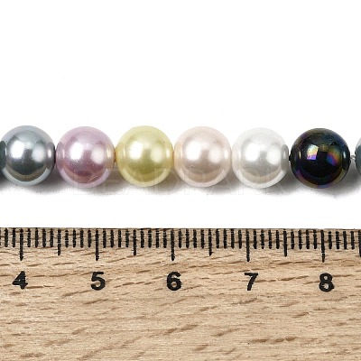 Baking Paint Pearlized Glass Pearl Round Bead Strands PEAR-H019-02C-13-1