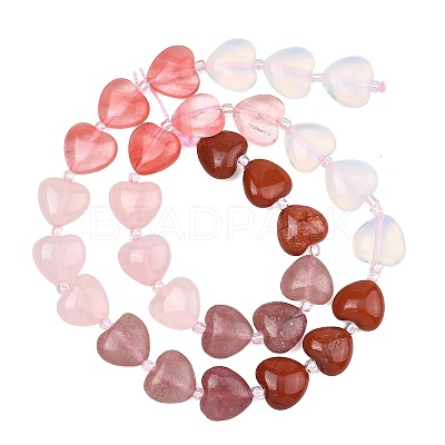Gradient Color Opalite & Cherry Quartz Glass & Natural Strawberry Quartz & Rose Quartz & Red Jasper Beads Strands G-B185-A13-1