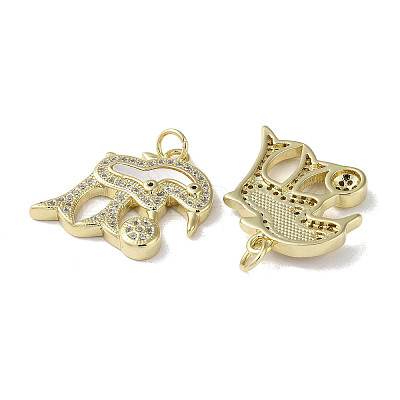 Brass Micro Pave Cubic Zirconia Pendants KK-G485-27D-G-1
