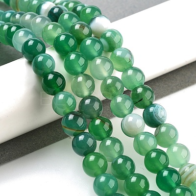 Natural Striped Agate/Banded Agate Beads Strands AGAT-8D-7-1