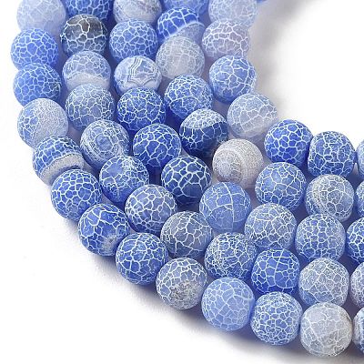 Frosted Natural Weathered Agate Beads Strands G-F367-8mm-01-1