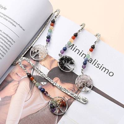 Tibetan Style Carved Alloy Bookmark AJEW-JK00161-1