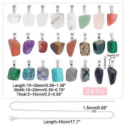 DIY Gemstone Pendant Necklaces Making Kits DIY-UN0001-83P-1