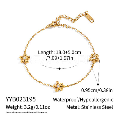 304 Stainless Steel Flower Link Chain Necklaces and Bracelets DF0903-3-1