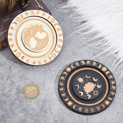 2Pcs 2 Colors Round Wood Bracelet Display Trays AJEW-CN0001-72-1