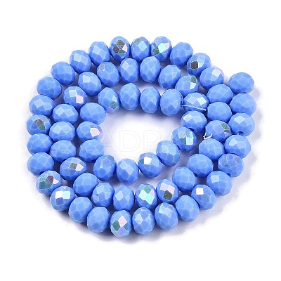 Electroplate Opaque Solid Color Glass Beads Strands EGLA-A044-P8mm-L17-1