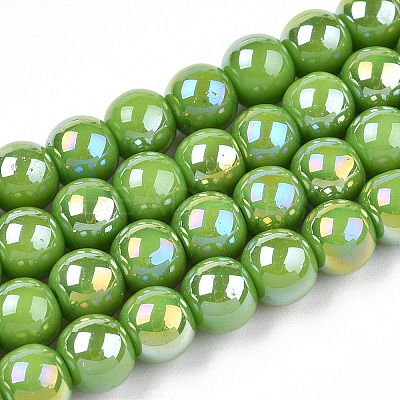 Electroplate Opaque Glass Beads Strands X-GLAA-T032-P6mm-AB06-1