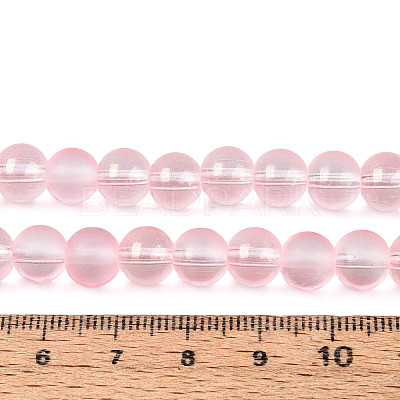 Frosted Transparent Glass Bead Strands GLAA-P065-8mm-03-1