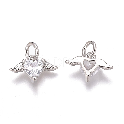 Brass Micro Pave Clear Cubic Zirconia Charms ZIRC-O035-26P-1