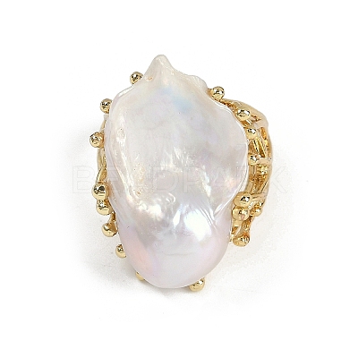 Nuggets Natural Pearl Finger Rings RJEW-P128-07G-1