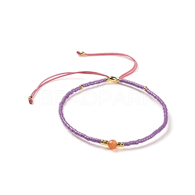 Adjustable Natural Yellow Aventurine Braided Bead Bracelets BJEW-F391-A17-1