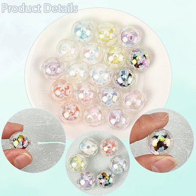 20Pcs UV Plating Acrylic Printed Beads TACR-SC0001-46A-1