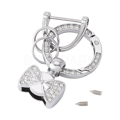 1Pc DIY Alloy Rhinestone Spring Gate Rings Keychains FIND-TA0008-54B-P-1