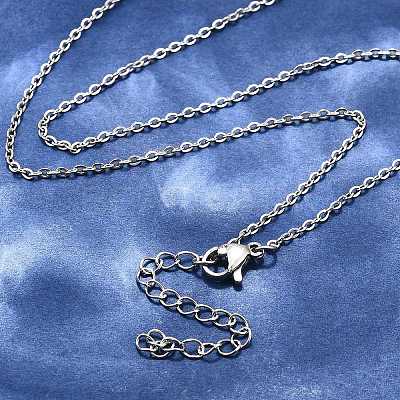Non-Tarnish 304 Stainless Steel Cable Chain Necklace STAS-T040-PJ204-45-1
