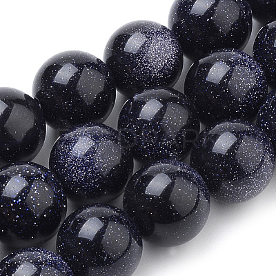 Synthetic Blue Goldstone Beads Strands G-S259-41-10mm-1