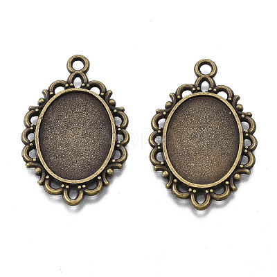 Filigree Wrap Oval Alloy Pendant Cabochon Settings PALLOY-N0088-13AB-NF-1