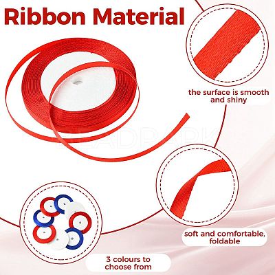 8Rolls 3 Colors Single Face Satin Ribbon OCOR-FS0001-08-1