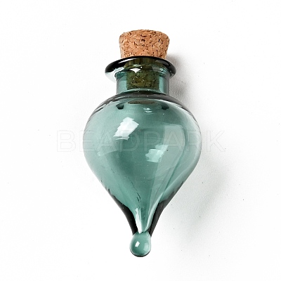 Teardrop Glass Cork Bottles Ornament AJEW-A039-01D-1