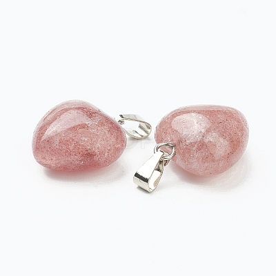 Natural Strawberry Quartz Pendants X-G-I311-A23-1