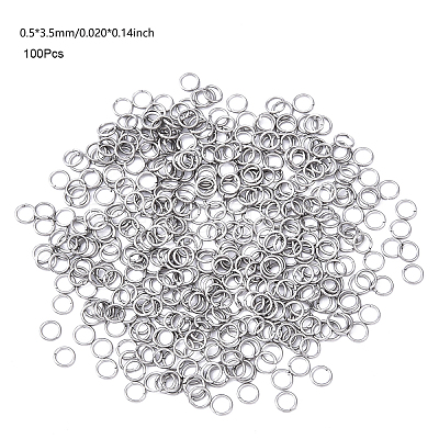 100Pcs 304 Stainless Steel Open Jump Rings STAS-YW0004-0.5x3-P-1