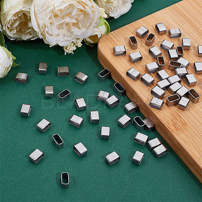 60Pcs 201 Stainless Steel Slide Charms STAS-ME0002-75-1