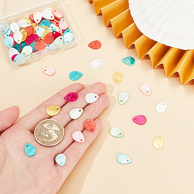 80Pcs 8 Styles Freshwater Shell Dyed Teardrop Charms FIND-PH0018-28-1