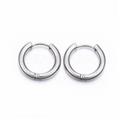 Tarnish Resistant 202 Stainless Steel Huggie Hoop Earrings A-EJEW-F111-14mm-P-1
