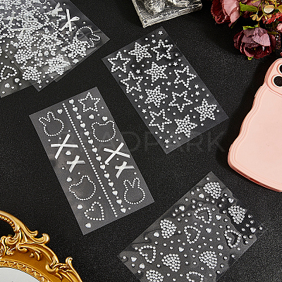 6 Sheets 3 Styles Acrylic Rhinestone Face Body Stickers AJEW-SP0002-68A-1