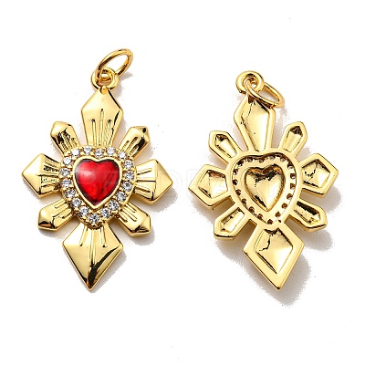 Rack Plating Brass Cubic Zirconia Pendants KK-D026-31G-1