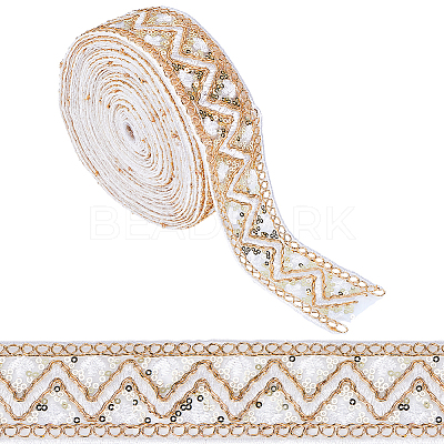 Sparkle Polyester Embroidery Ribbon OCOR-WH0070-76B-1