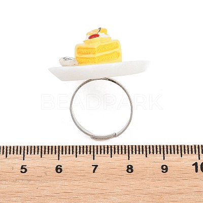 Afternoon Tea Resin & Plastic Adjustable Finger Rings for Women RJEW-K317-01B-1