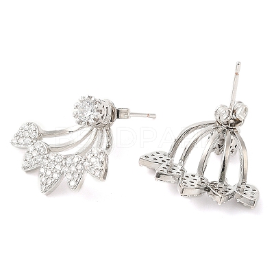 Cubic Zirconia Teardrop Front Back Stud Earrings EJEW-Q770-04P-1