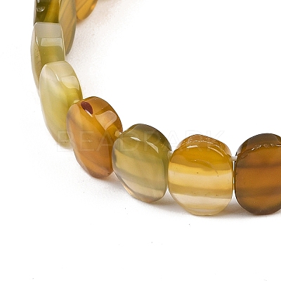Dyed & Heated Natural Agate Oval Beaded Stretch Bracelet G-E010-01-29-1