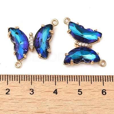 Brass Pave Faceted Glass Connector Charms X-FIND-Z020-04D-1