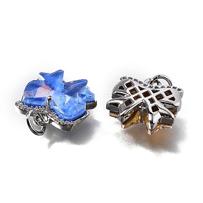 Brass Micro Pave Cubic Zirconia Charms KK-Q043-02P-1