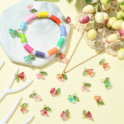 50Pcs 5 Colors Glass Charms FIND-CJ0001-15-1