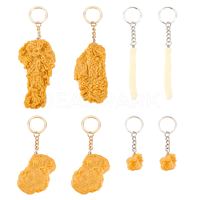 8Pcs 5 Style Imitation Food Keychains KEYC-FG0001-03-1