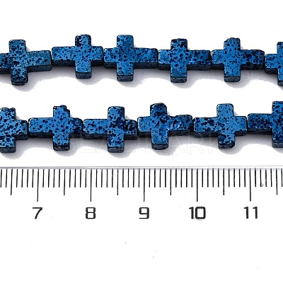 Electroplated Natural Lava Rock Beads Strands G-A256-A01-01I-1