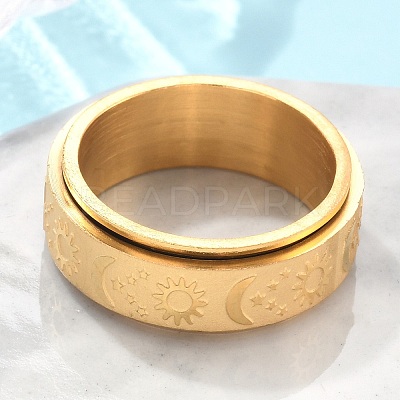 Star & Moon & Sun 304 Stainless Steel Rotatable Finger Ring LS-PW-WG61315-09-1